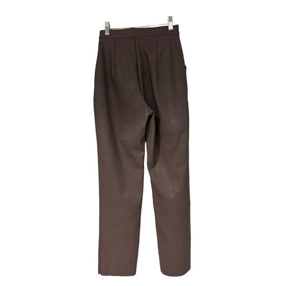 Sage the Label Tan Faux Vegan leather High-Rise Straight Leg Pants Size XS - Picture 3 of 16